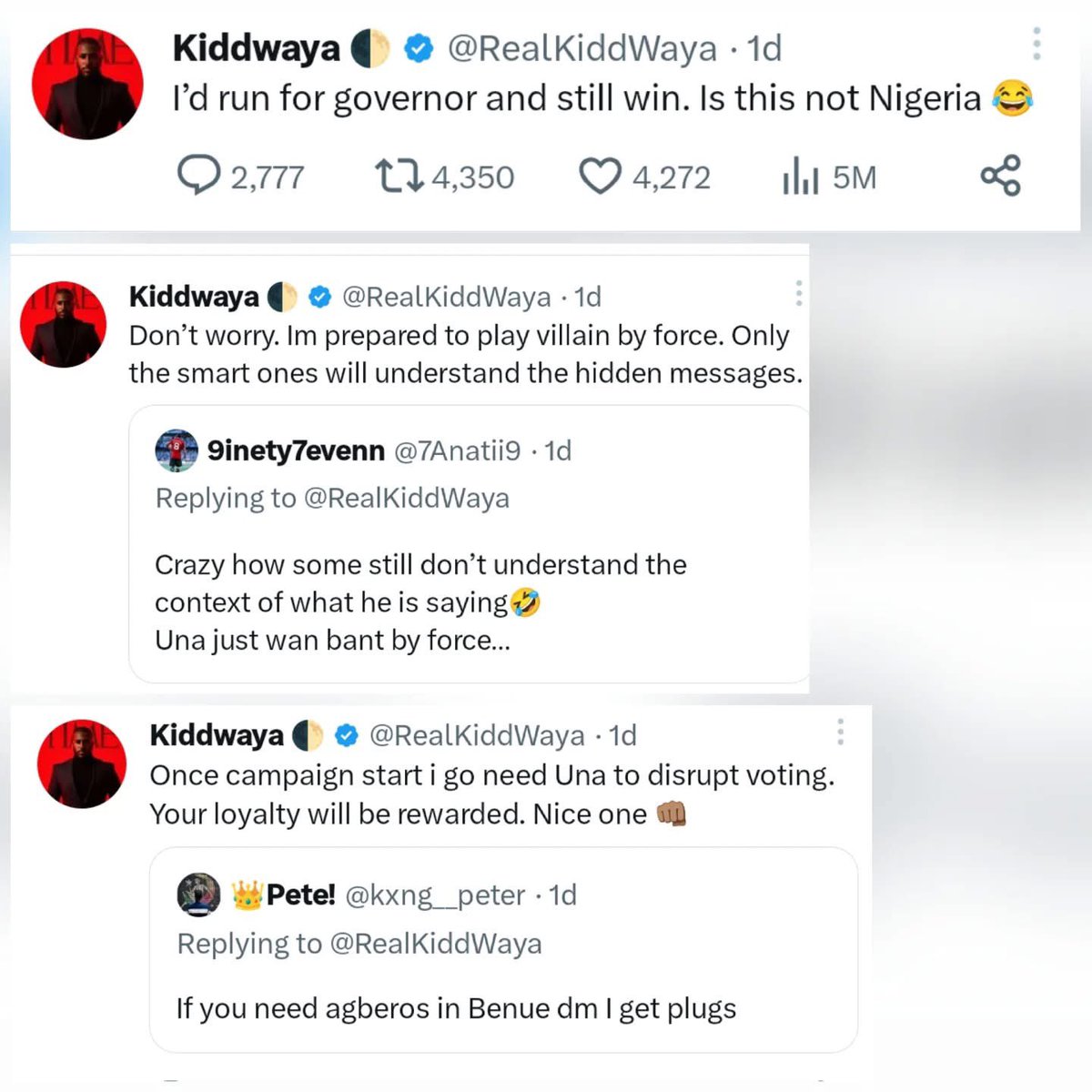 Kolaqhazim's tweet image. Big Brother star Kiddwaya laughed off haters unfollowing him: “Woke up, saw some people bounced, quickly checked my bank balance to see if it cried too… nah, still smiling.” This was right after his spicy tweets dragged online trolls and got him cooked. #Kiddwaya…