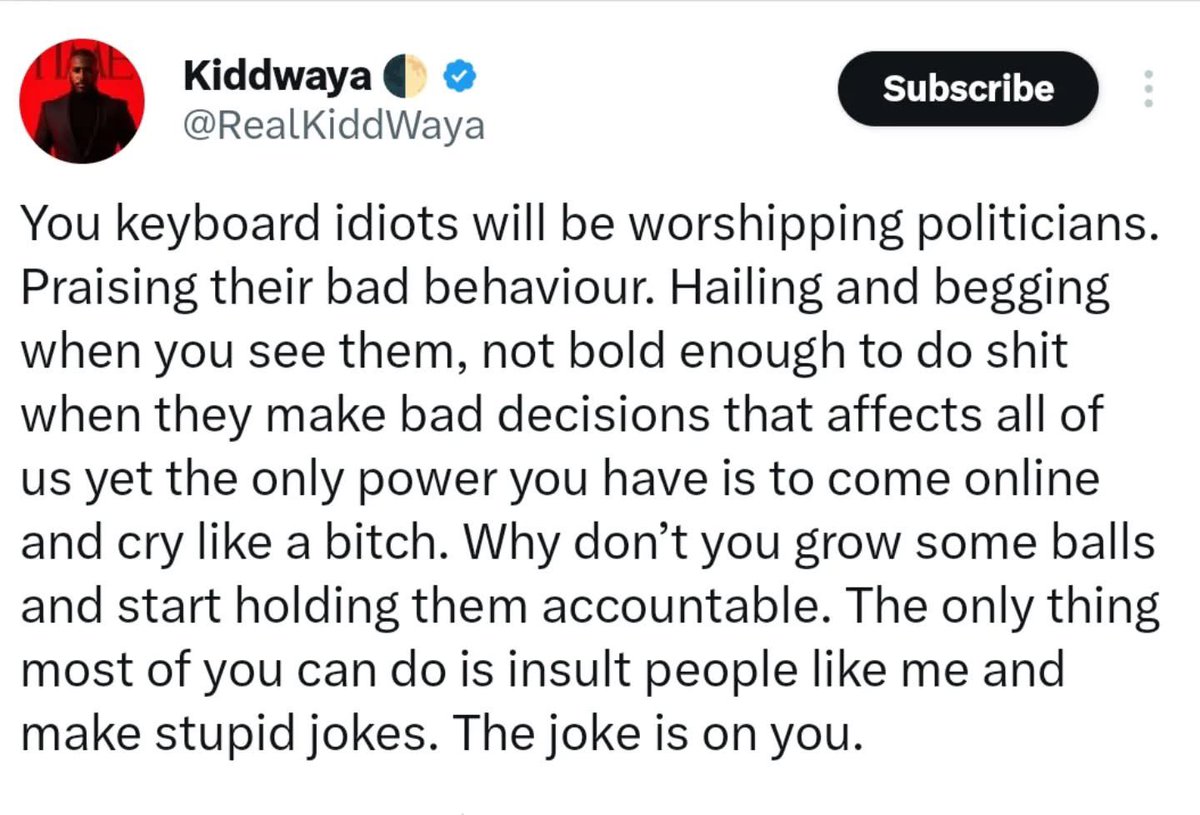 Kolaqhazim's tweet image. Big Brother star Kiddwaya laughed off haters unfollowing him: “Woke up, saw some people bounced, quickly checked my bank balance to see if it cried too… nah, still smiling.” This was right after his spicy tweets dragged online trolls and got him cooked. #Kiddwaya…