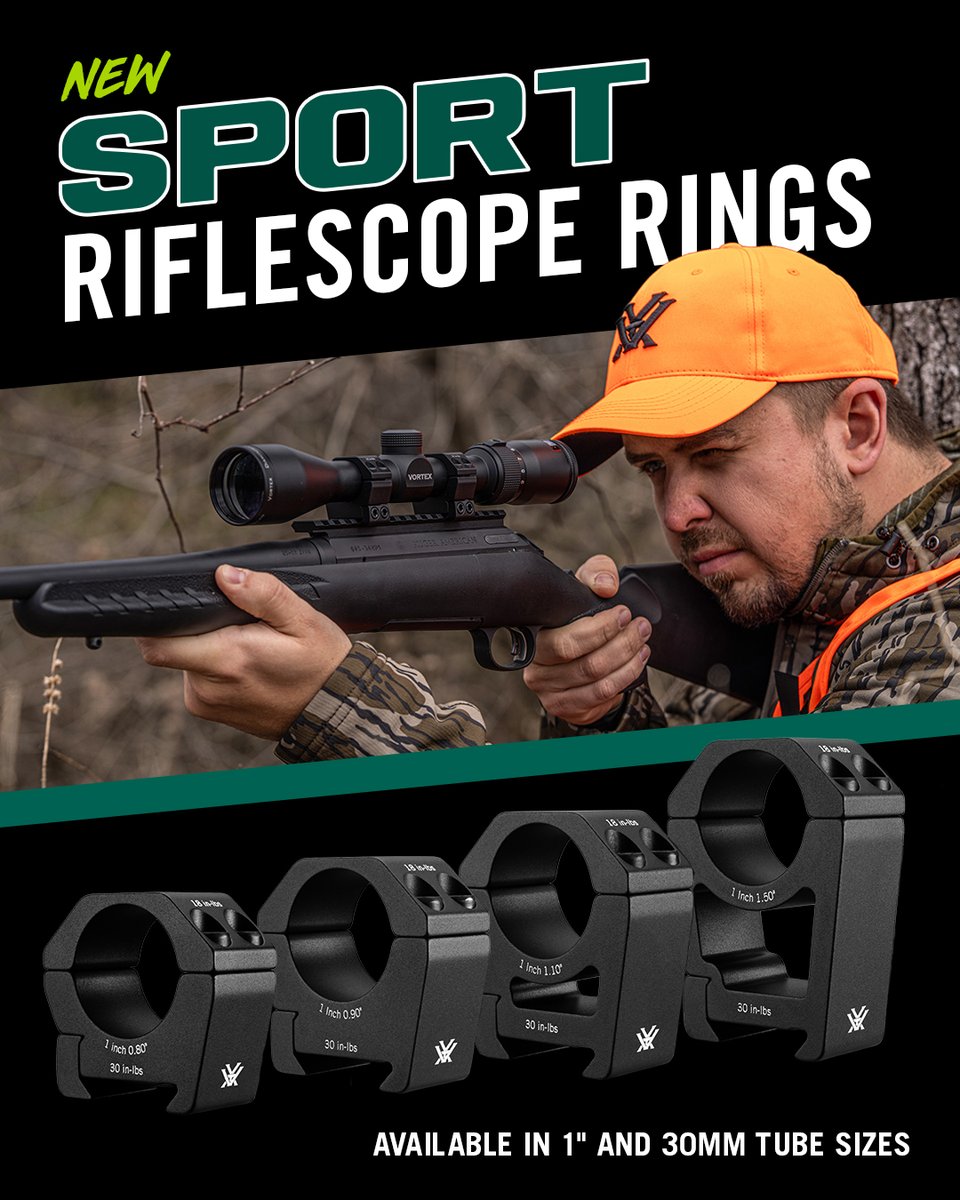 VortexOptics's tweet image. Introducing NEW Sport Riflescope Rings.
Unlock accuracy with lockdown rings built to endure centerfire recoil, the elements, and everything else you throw their way.
vortexoptics.com/optics/riflesc…

#VortexOptics #VortexNation