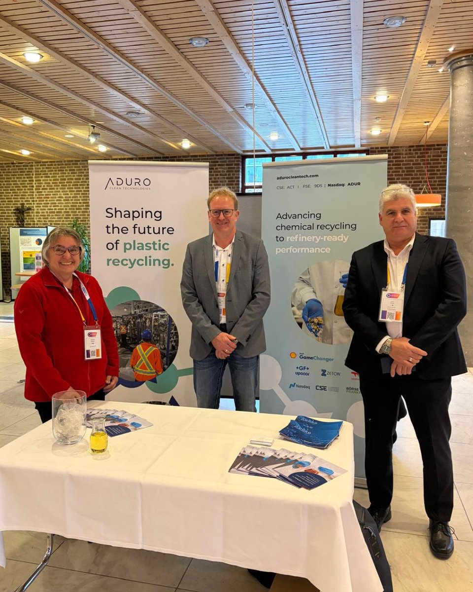 AduroCleanTech's tweet image. Wrapped up 2 days at the #AdvancedRecyclingConference in Cologne. @EricAppelm6595 presented “Making the most out of plastic waste”, and we were joined by partners from @Siemens and #Zeton—whose collaboration has been central to advancing our Pilot Plant program.
$ADUR #CleanTech