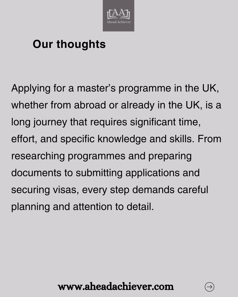 AheadAchiever's tweet image. This step-by-step guide for UK master’s applications is tailored for international students, but it’s also valuable for UK students seeking expert support with their postgraduate admissions.

Book Free Master’s Degree Advice: aheadachiever.com/free-masters-d…

#AheadAchiever #masters