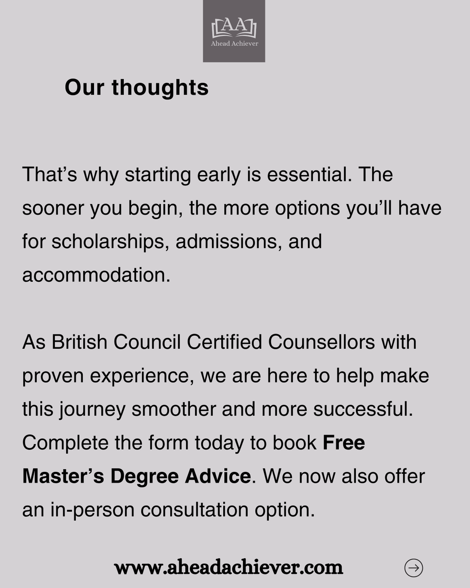 AheadAchiever's tweet image. This step-by-step guide for UK master’s applications is tailored for international students, but it’s also valuable for UK students seeking expert support with their postgraduate admissions.

Book Free Master’s Degree Advice: aheadachiever.com/free-masters-d…

#AheadAchiever #masters