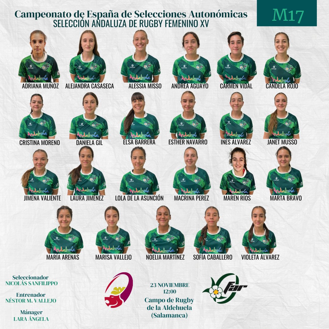 𝐂𝐨𝐧𝐯𝐨𝐜𝐚𝐭𝐨𝐫𝐢𝐚 𝐂𝐚𝐦𝐩𝐞𝐨𝐧𝐚𝐭𝐨 𝐝𝐞 𝐄𝐬𝐩𝐚ñ𝐚 𝐝𝐞 𝐒𝐞𝐥𝐞𝐜𝐜𝐢𝐨𝐧𝐞𝐬 𝐀𝐮𝐭𝐨𝐧ó𝐦𝐢𝐜𝐚𝐬

Consulta las convocatorias de las selecciones M16 y M18 masculina y de la M17 femenina de rugby XV que competirán el próximo 23 de Noviembre.