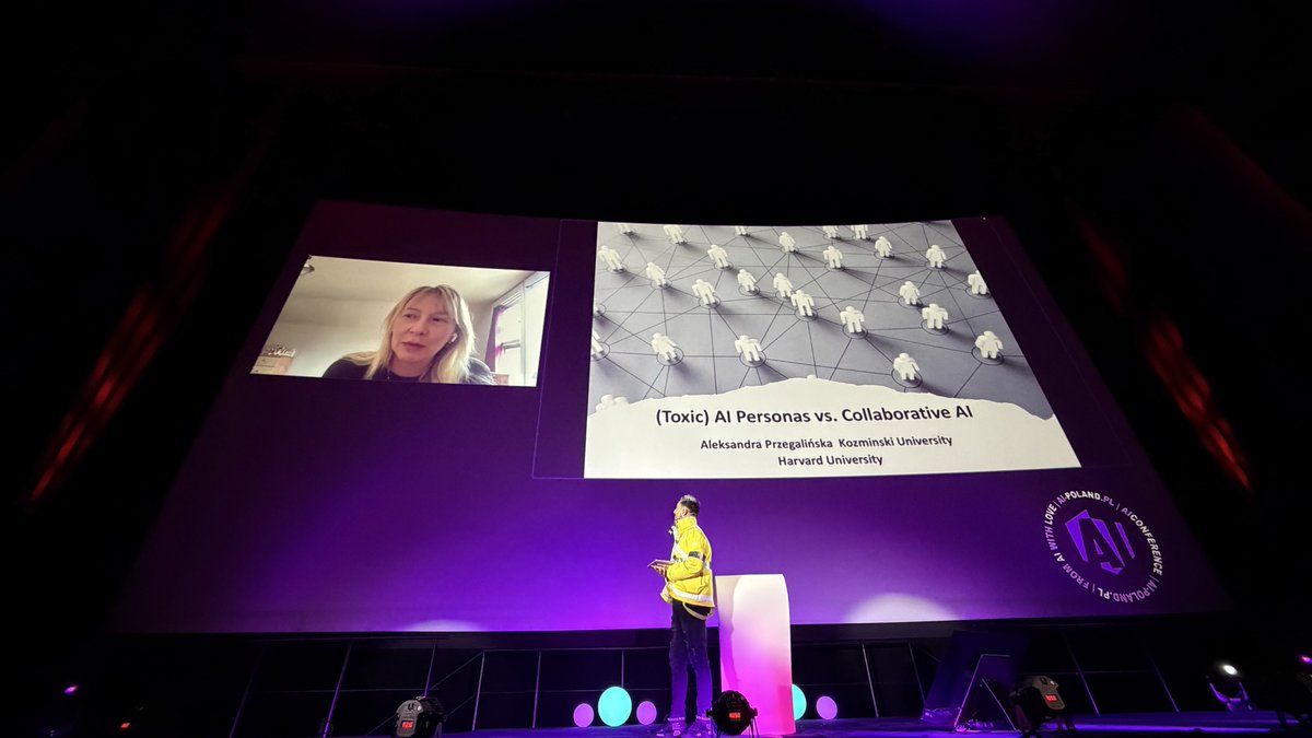 Live from Harvard University: Assoc. Prof. Aleksandra Przegalińska, PhD delivers her keynote “Development in the Age of AI – Adaptation and Innovation” at AI Poland Conference! Ready to hear cutting-edge insights on how AI is reshaping progress in tech and society. #aiPolandConf