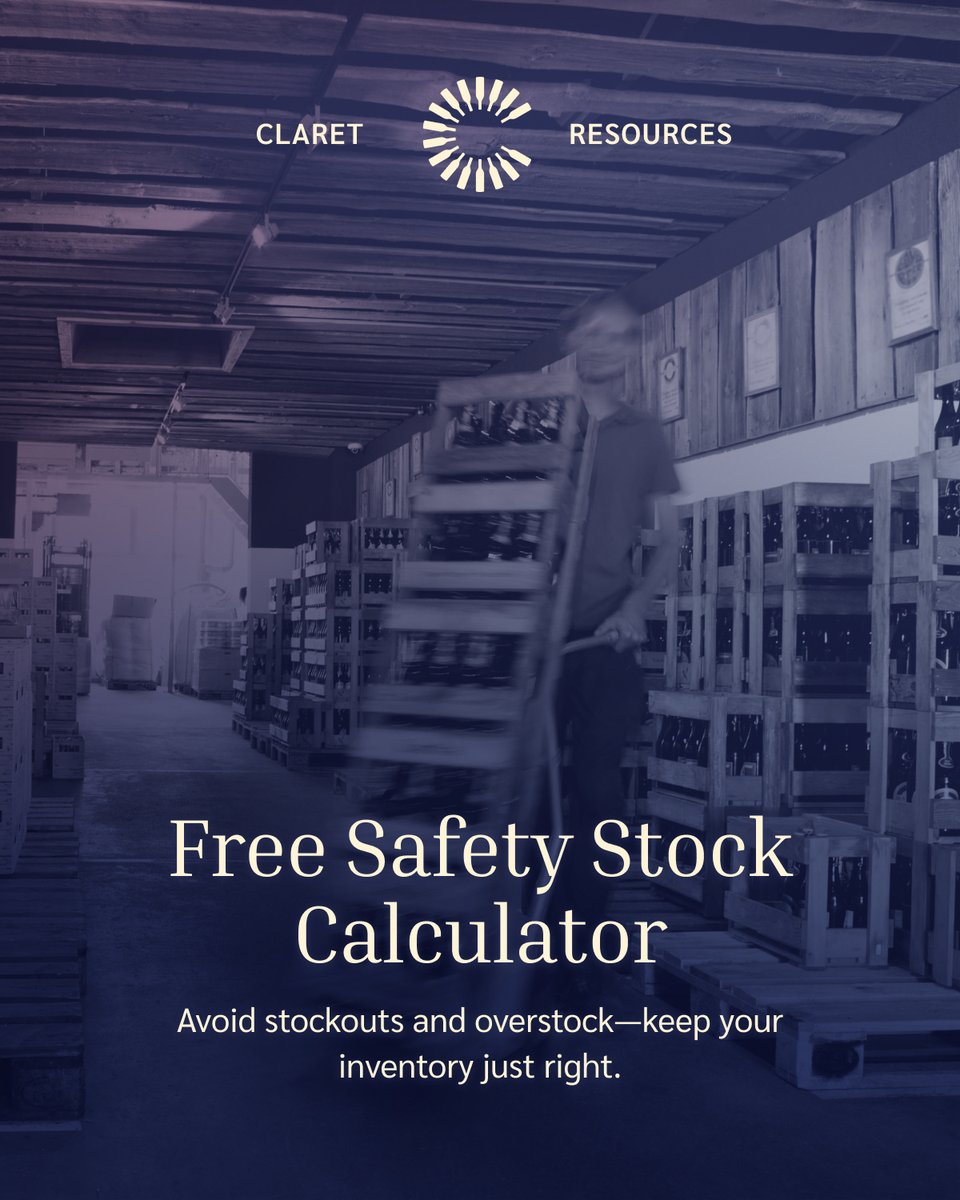 ClaretPlan's tweet image. Too much safety stock = waste.
Too little = stockouts.

We built a free Safety Stock Calculator to help BevAlc planners strike the right balance — no complex tools needed.

Try it here: claret.la/4p8rJgO

#BevAlc #SupplyChainPlanning #Forecasting