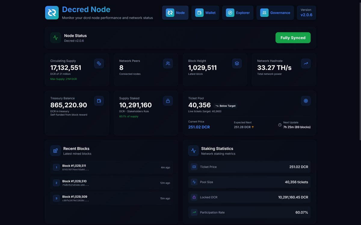 exitusdcr's tweet image. Got the Decred Pulse dashboard app up and running on @umbrel! 

Super easy way to run a full node and monitor the Decred blockchain.
