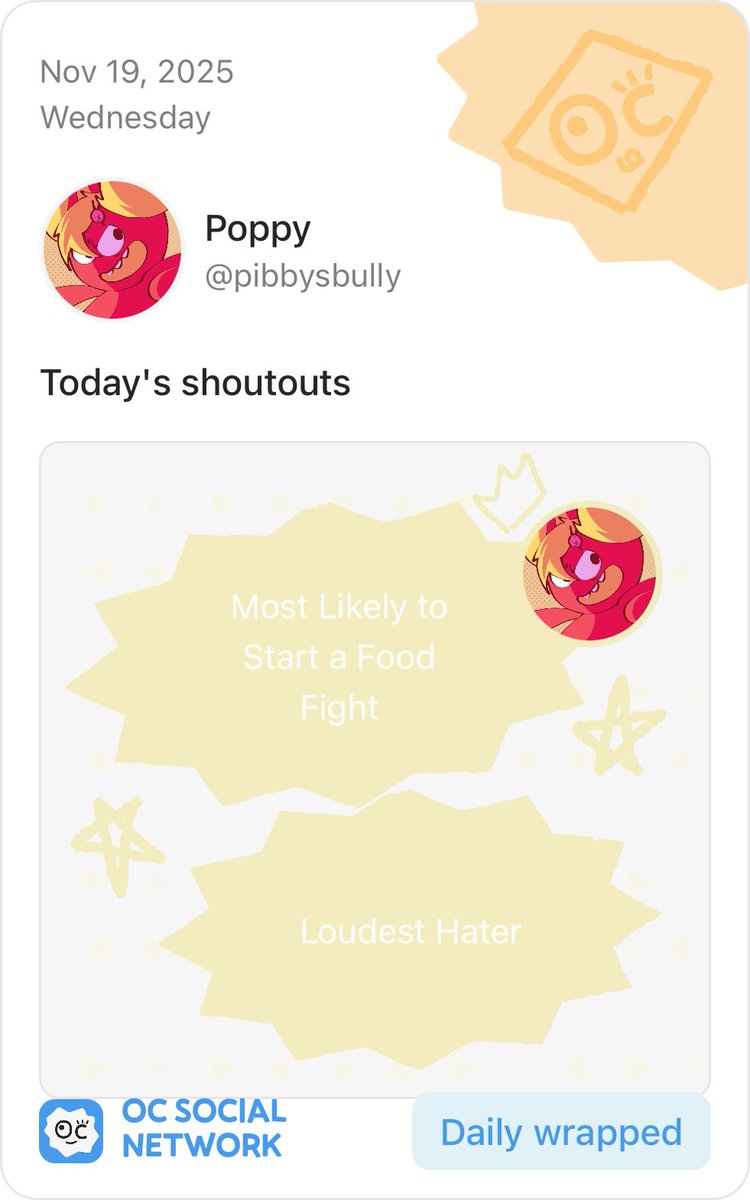 iDuckFilms's tweet image. Poppy&apos;s Daily Wrapped on OCSN for October 20!