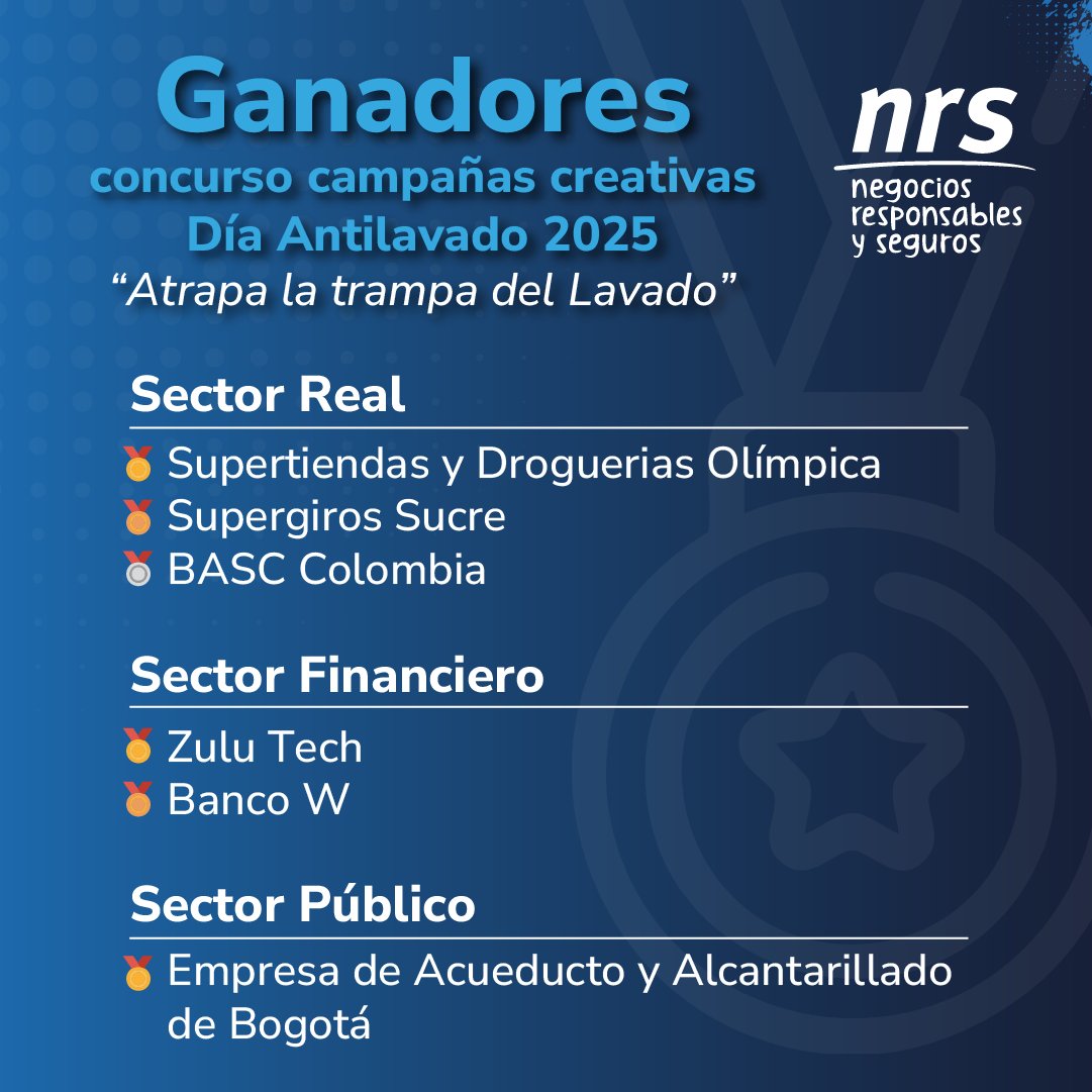 👏 Agradecemos a las 30 empresas participantes y una especial felicitación a los 6 ganadores 🏅 del concurso de campañas del #DiaAntilavado

¡Resaltamos la gran creatividad de las piezas y los mensajes clave que aportan a la construcción de una sociedad más transparente y segura!