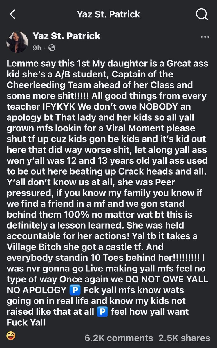 A parent of one of the kids that jumped the woman in Chicago posted this to her Facebook.

This explains so much. 🙄 

I’ll share the link to the victim’s GoFundMe in the replies.

I hope this family has a very merry Christmas after all that they’ve been through.