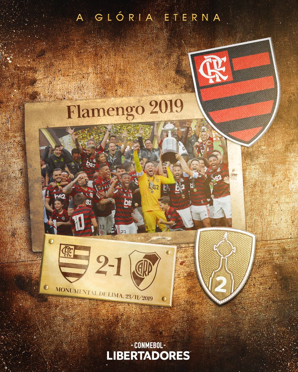 LibertadoresBR's tweet photo. 💪❤️🖤 Uma virada histórica que completa 6⃣ anos! @Flamengo bicampeão da CONMEBOL #Libertadores, uma inesquecível tarde de #GloriaEterna. https://t.co/tXwmNYvcdo