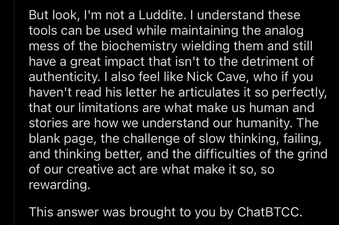 SmilingBenedict's tweet image. Benedict Cumberbatch&apos;s thoughts on AI. &quot;This answer was brought to you by ChatBTCC.&quot; He is a comedian, Sophie.