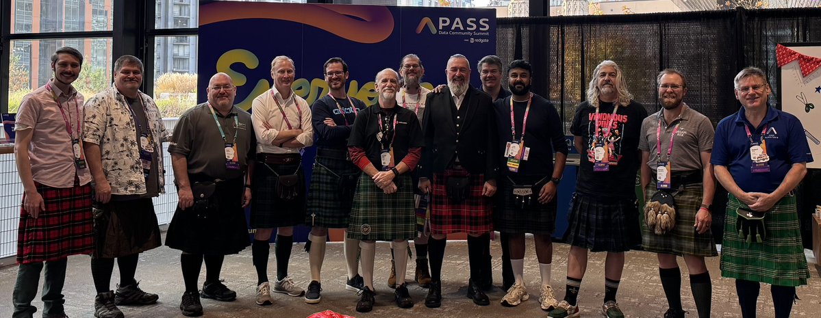 DATA_WIT's tweet image. Time honored tradition of #passdatasummit #sqlkilt day in support of #wit. #datawit