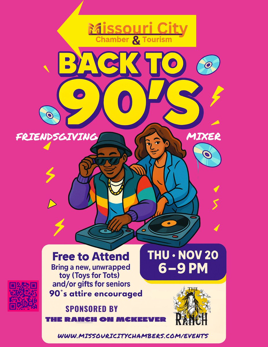 mctxchamber's tweet image. Tonight we’re taking it all the way back to the 90s at The Ranch on McKeever Rd! 🎧✨

#90sNight #ThrowbackVibes #TheRanchOnMcKeever #MissouriCityTX #MCTXNightlife
#SupportLocal #MCTXChamber #BitesSipsBuzz #MCCC #MCTXBAR
#MissouriCityChamber