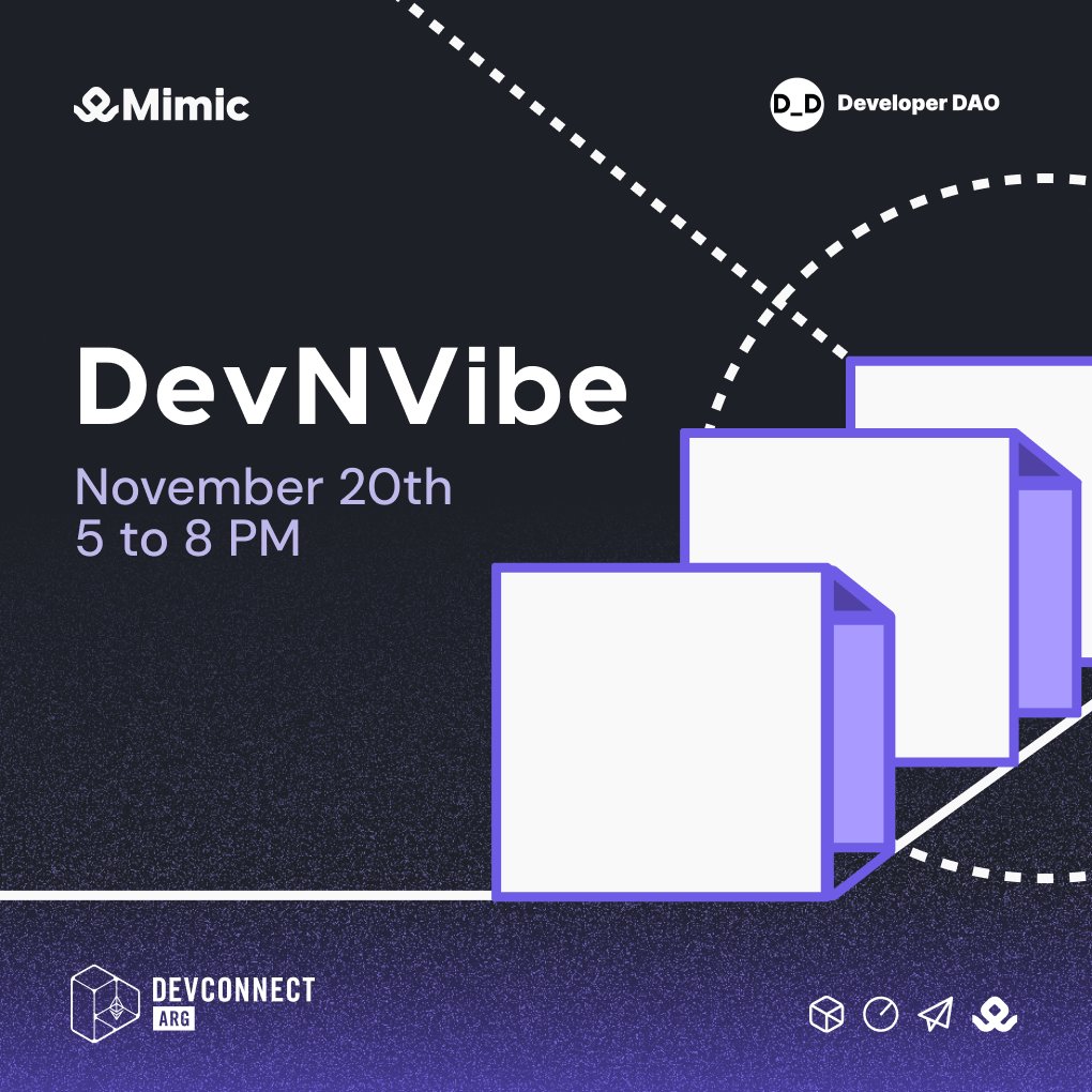 developer_dao's tweet image. 💫 DevNVibe is happening in just a few hours!

👉 Come hang with devs, founders, and creatives

🔥 ​Expect great vibes, real conversations, snacks, drinks, and a space full of builders you’ll actually enjoy talking to

📷 Remember to take pictures and tag us when you post them!
