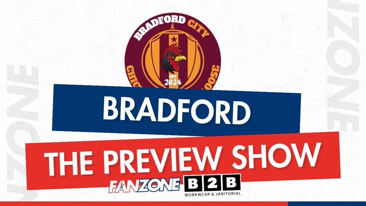 TheFanzonePod's tweet image. After our first international break of the season, we’re back with League One action on Saturday 🙌

Bradford are our visitors and we have @PodcastChickens joining us tonight for the preview 🐓

8pm, you know the drill 🕗

Sponsored by @b2b_workwear

#BWFC #BCAFC