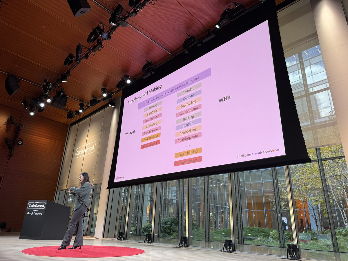 TheTuringPost's tweet image. Oh such a big difference! @MiniMax__AI vs companies like Anthropic and OpenAI:
While they are pushing their SDKs, MiniMax - the first non-Western company on stage - walks in and says “our app developers train the model.”

Their developers literally sit with researchers during…