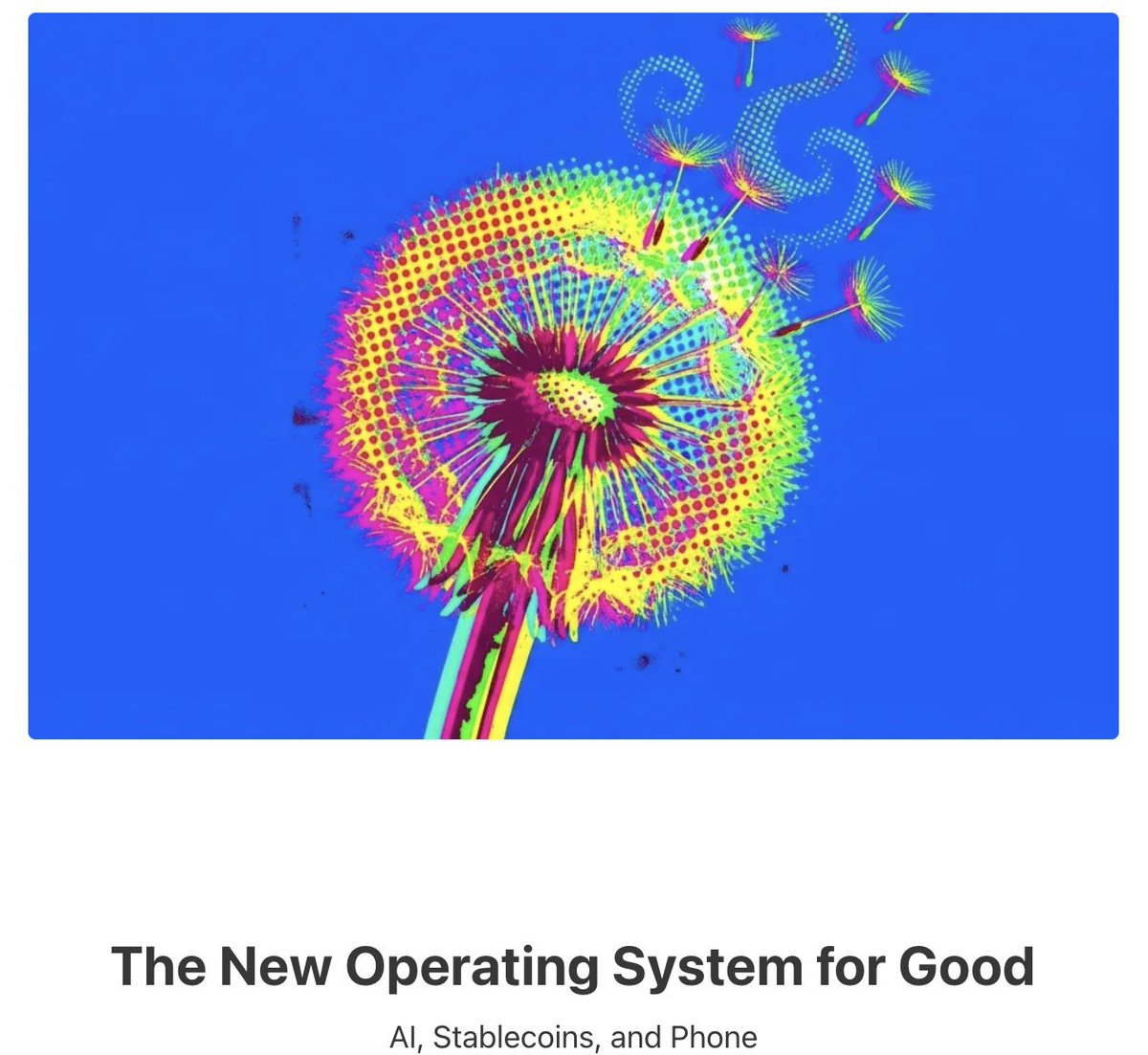 deeparocks's tweet image. The operating system for good just got an upgrade. AI + Stablecoins + Mobile - a radical new way of doing good. If you’re maximally impact focused you need to read this. 

Link to the article below