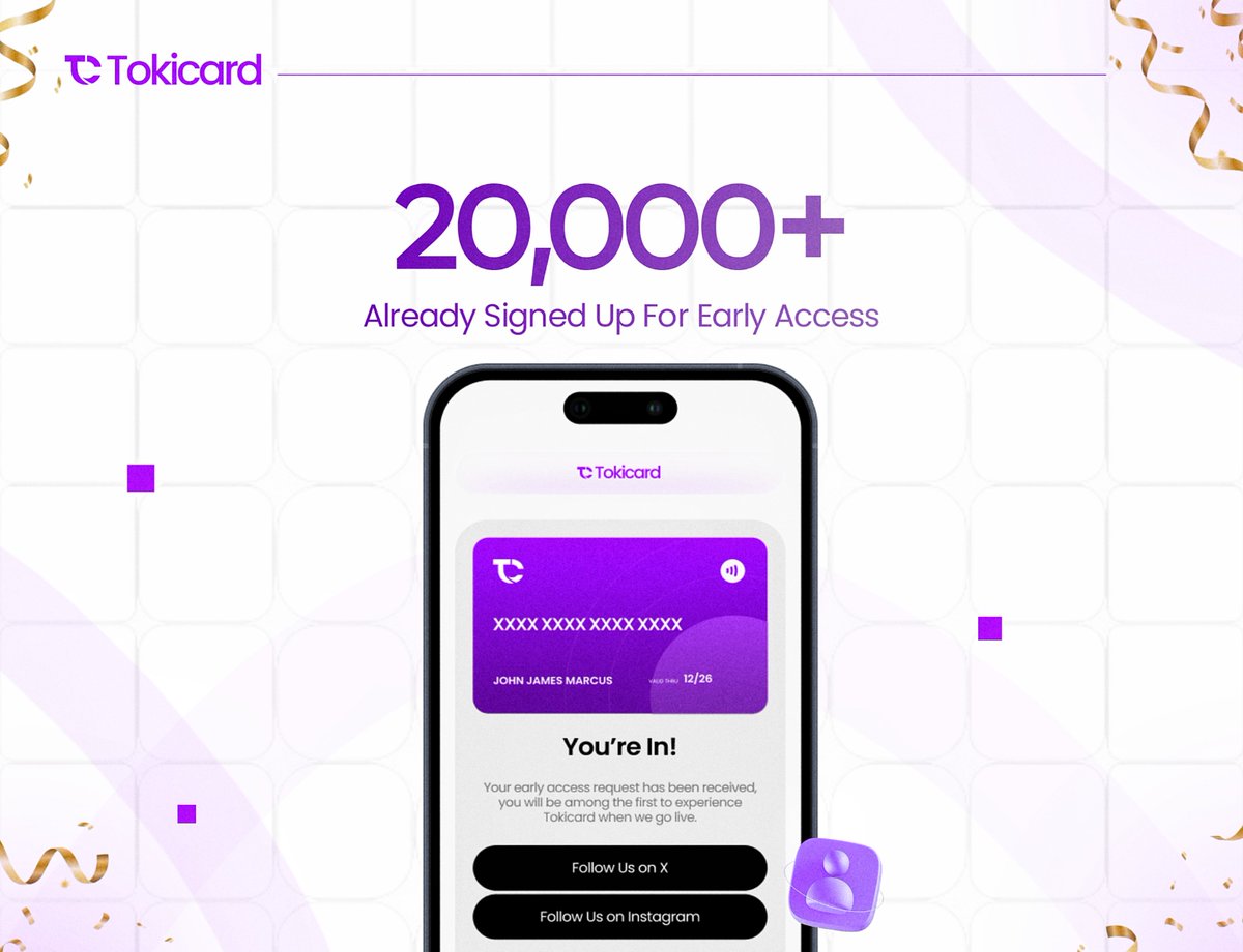 tokicardAI's tweet image. 20,000+ people are already in 🔥

This is proof that people want a simpler way to pay online, and Tokicard is delivering exactly that.

There’s still room for you 👇
Get early access today: tokicardai.com
