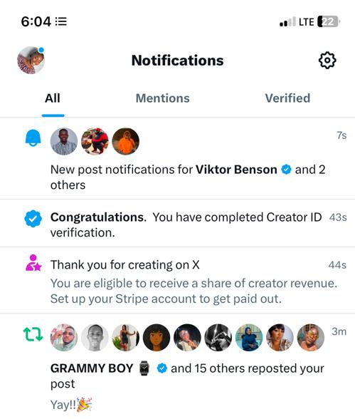 TgTreatsCafe's tweet image. Finally monetised🥳🎊

I made 4.5m impressions from my own contents &amp;amp; hustled my way with the remaining 500k – a big thank you to all my mutuals, especially @Coach_Ehis for the guidance.

Special thanks to my mentors @SirDavidBent &amp;amp; @jon_d_doe for the constant push &amp;amp; support. And…