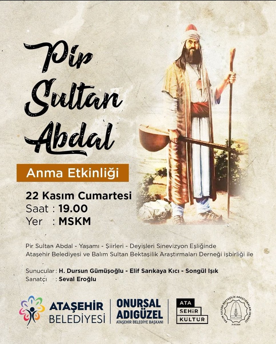 sevalerogluweb's tweet photo. Kıymetli dostlar,
22 Kasım Cumartesi günü, saat 19.00'da Mustafa Saffet Kültür Merkezi'nde gerçekleşmesini niyet ettiğimiz açıklamalı ve sinevizyon eşlikli Pir Sultan Abdal Anma Etkinliği'ne sizleri de bekleriz🙏🏻🕯️ https://t.co/t3sEbJ9S5G
