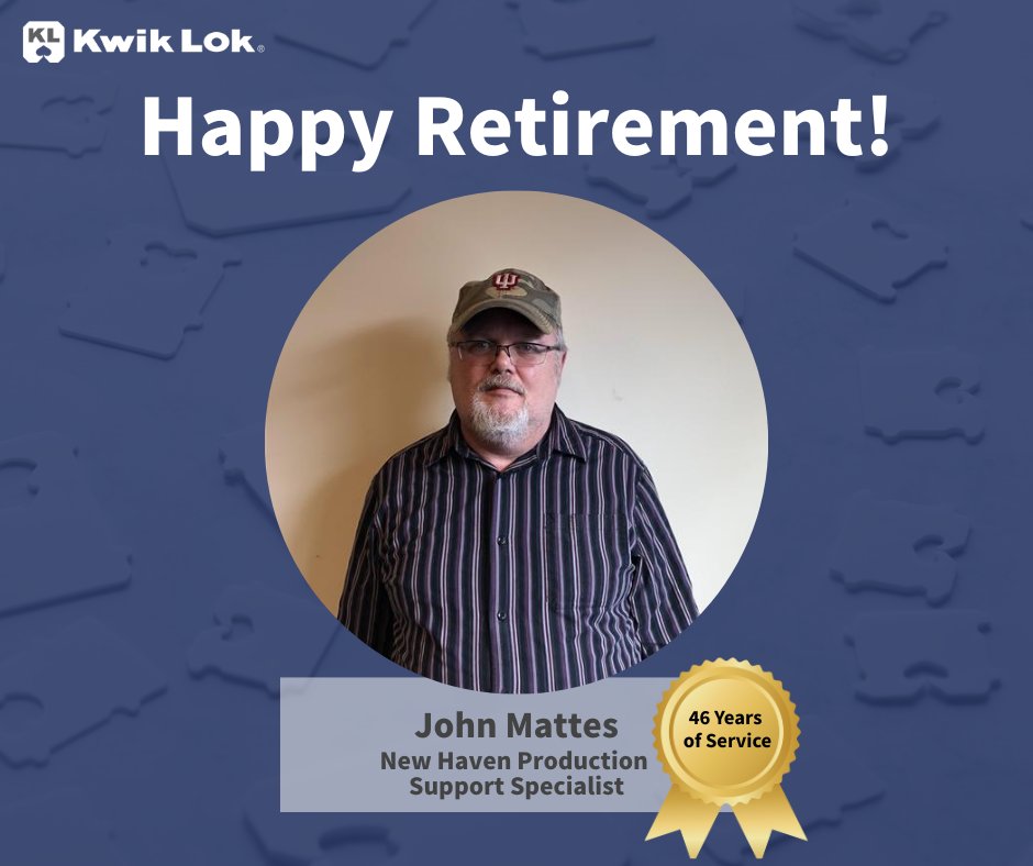 KwikLokCorp's tweet photo. 👏Congratulation's to our New Haven team members upon their retirement:

Lisa Ridgway, Office Manager and HR Representative, retires after 26 years of distinguished service. 

John Mattes, Production Support Specialist, concludes an extraordinary 46-year career with the company. https://t.co/lsRJdFwaDr