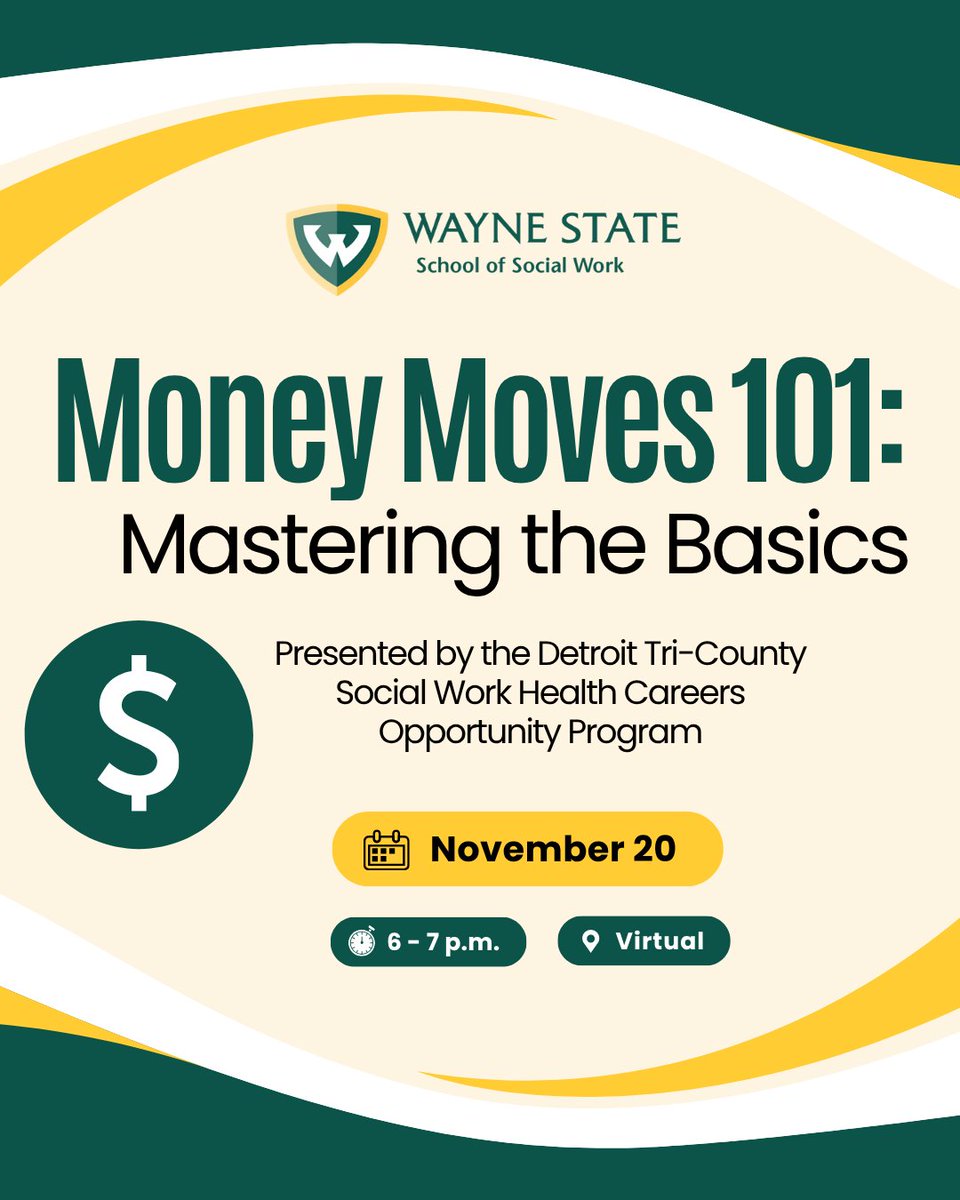 Money Moves 101: Mastering the Basics is a financial wellness workshop designed to help students build a strong money management foundation. Discover practical skills and strategies to create a budget, understand credit and debt, &amp; start saving. Register: bit.ly/4rra5Hp