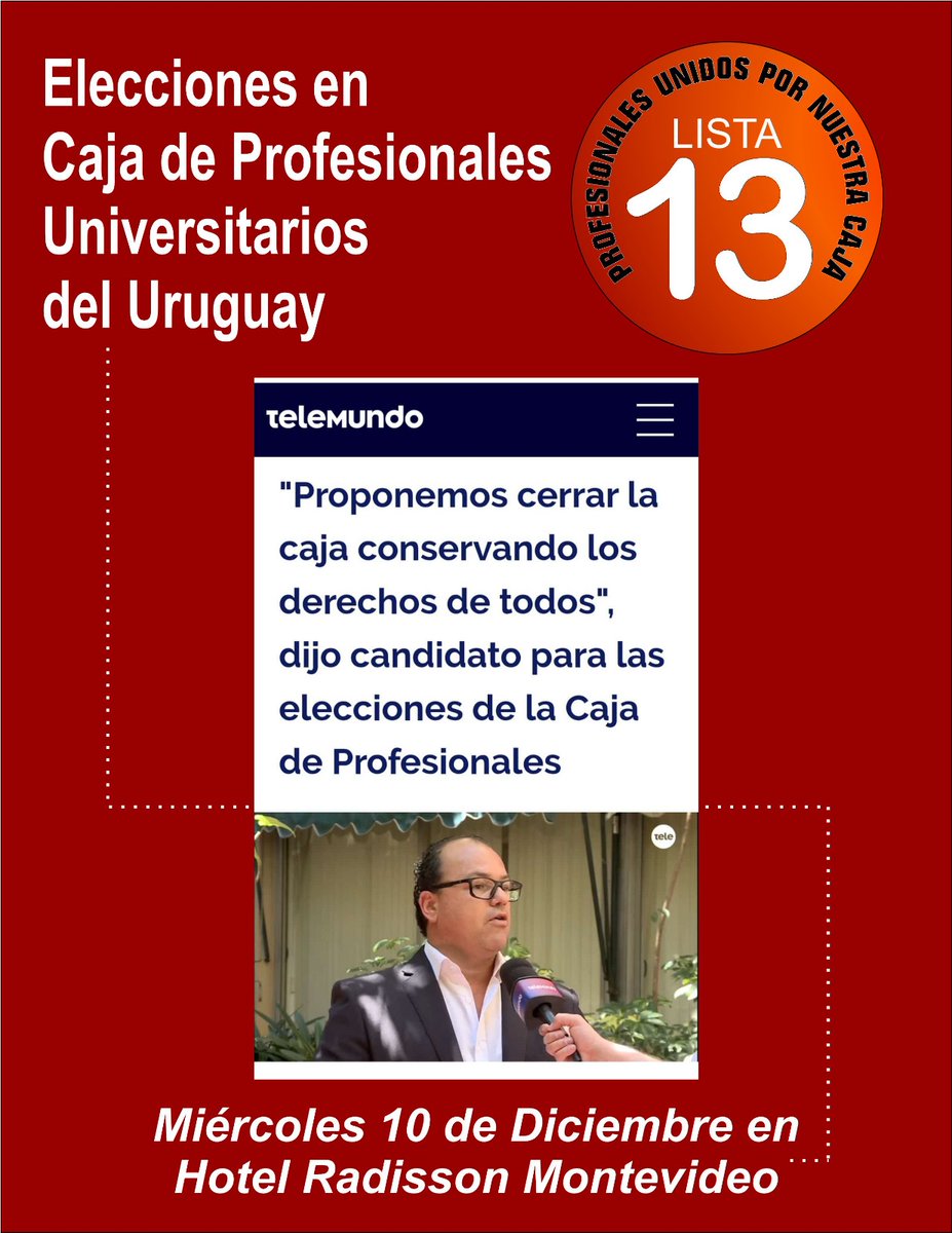 RodriguezBlauco's tweet photo. Los profesionales activos de la CJPPU decidimos este miércoles 10 de diciembre si queremos seguir teniendo caja o no.
Si queremos seguir pagando impuestos para trabajar o no.
Si queremos seguir tirando nuestros ingresos o no

Lista 13, la única que propone no mas caja. https://t.co/4yhyPtPigt