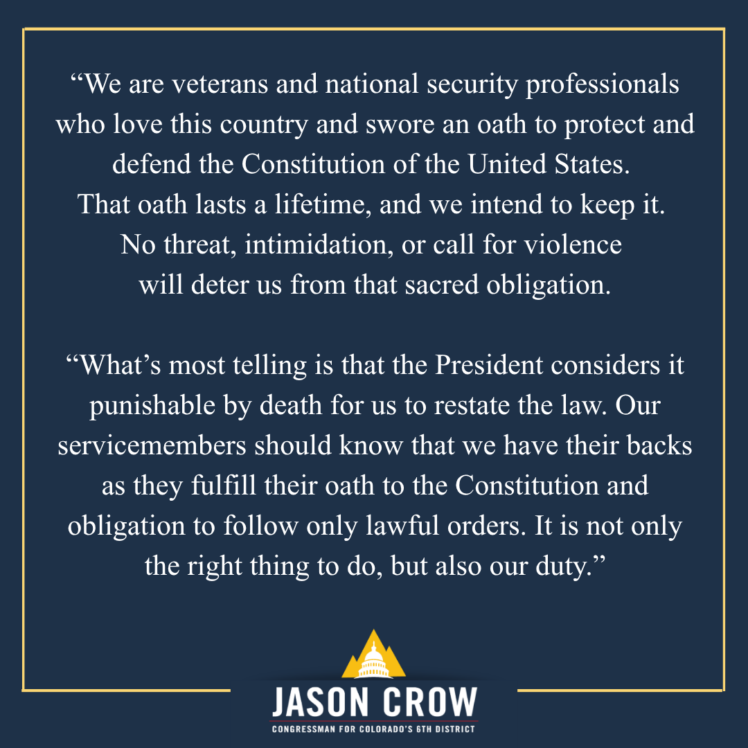 RepJasonCrow's tweet image. Joint statement in response to President Trump:
