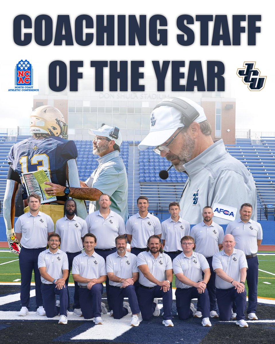 NEWS: Time to meet the All-NCAC honorees for <a href="/JCUFootball/">John Carroll Football</a>!

We start with Jeff Behrman &amp; Co. winning the NCAC Coaching Staff of the Year award in Year 1! ⚡️