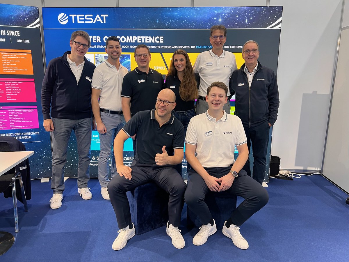TesatSpacecom's tweet photo. 🚀 Thanks, @SpaceTechExpoEU 2025! Three great days in Bremen — inspiring talks, strong partnerships, and exciting discussions on opticalcomms, RF tech &amp; multi-orbit connectivity. #TeamTESAT is already looking forward to 2026! 🌍✨ #SpaceMatters #Innovation https://t.co/FRJCr2fxAb