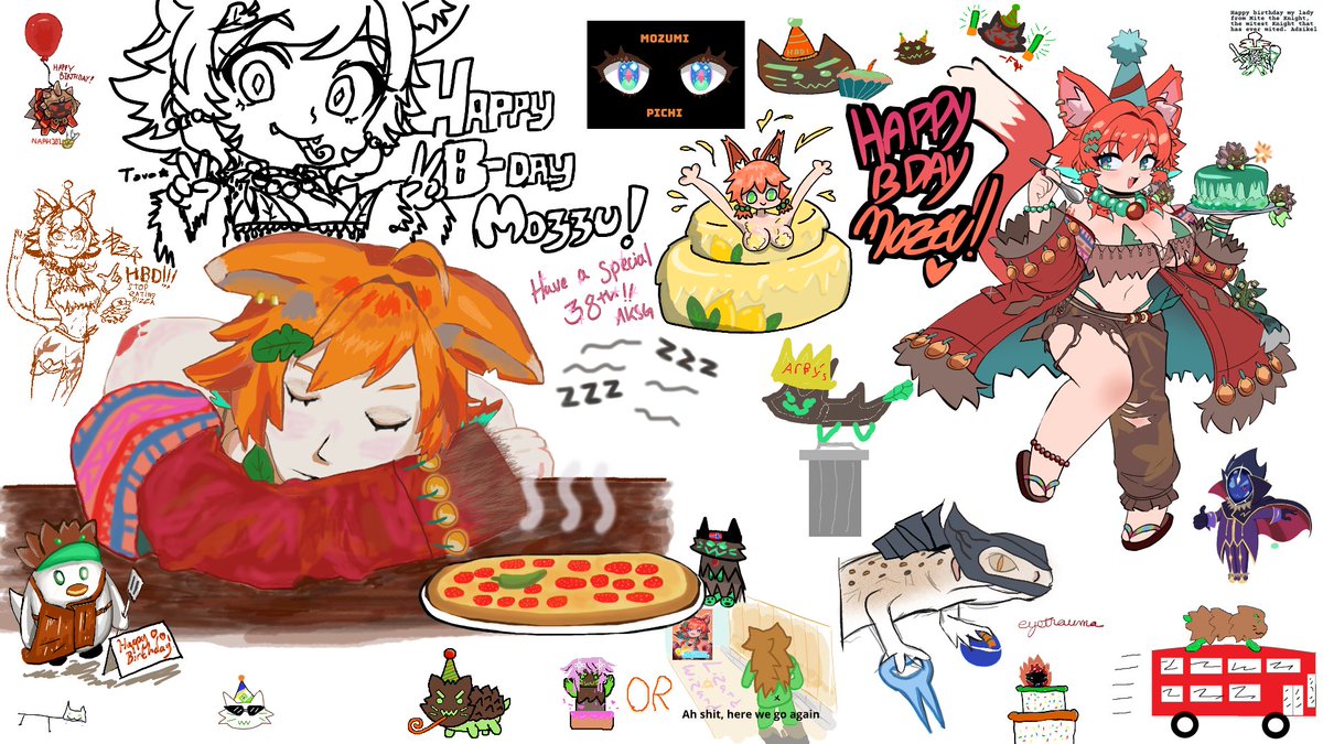 Orangerobot8000's tweet photo. Yay! Hooray! Yipee! 🧡🥳🎂🥳🧡
Today is Mozumi Pichi's 38th birthday!
The mites got together to express their art skills and show their appreciation for the best orange wolf forest ranger in the entire world!
Happy birthday, Mozzu! We love you!!!~ 😍
#PichiPics
#MozzuBirthday2025 https://t.co/pXtjASN6rx