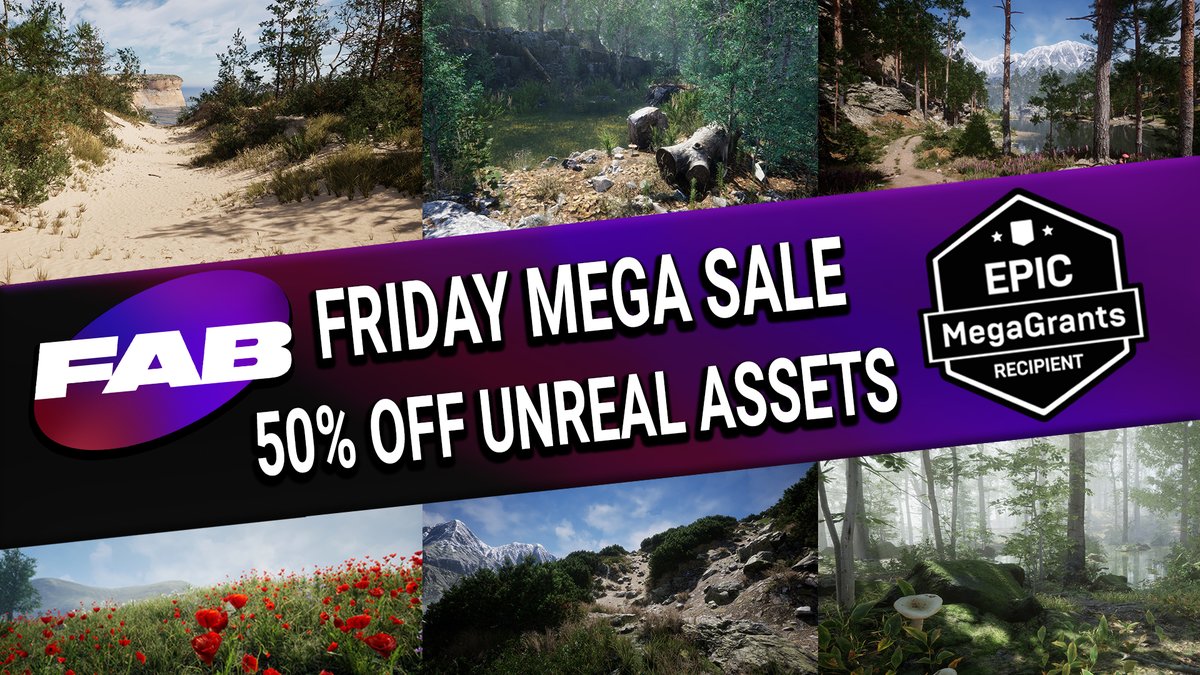 NatureDeveloper's tweet image. FAB MEGA sale -50% off at our assets! Including our Coast Environment. Great Black Friday time to expand your library for games and apps. FAB link: fab.com/sellers/Nature… 
#CreatedwithFab #gamedev #UnrealEngine @fab 
@UnrealEngine