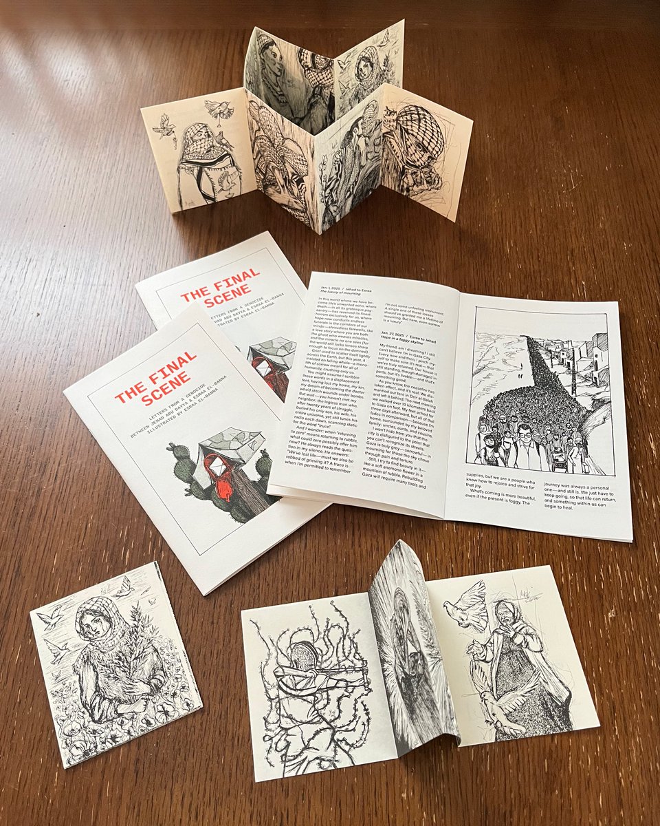 THE FINAL SCENE and FIREFLIGHT, two of our zines by artists in Gaza, will be on view + available for purchase at the #FallofFreedom exhibition Nov 21-22 at <a href="/PLAYDETROIT/">PLAYGROUND DETROIT</a> 

Also available in our online shop, all proceeds support the artists.