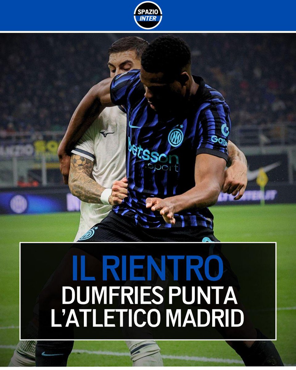 SpazioInter's tweet image. Dumfries e Darmian puntano l&apos;Atletico Madrid 🔥

Secondo Skysport, i due esterni dell’Inter out per infortunio nel derby di domenica, punteranno a rientrare già per la gara di Champions League contro la squadra spagnola 💪

#Dumfries #Darmian #SpazioInter