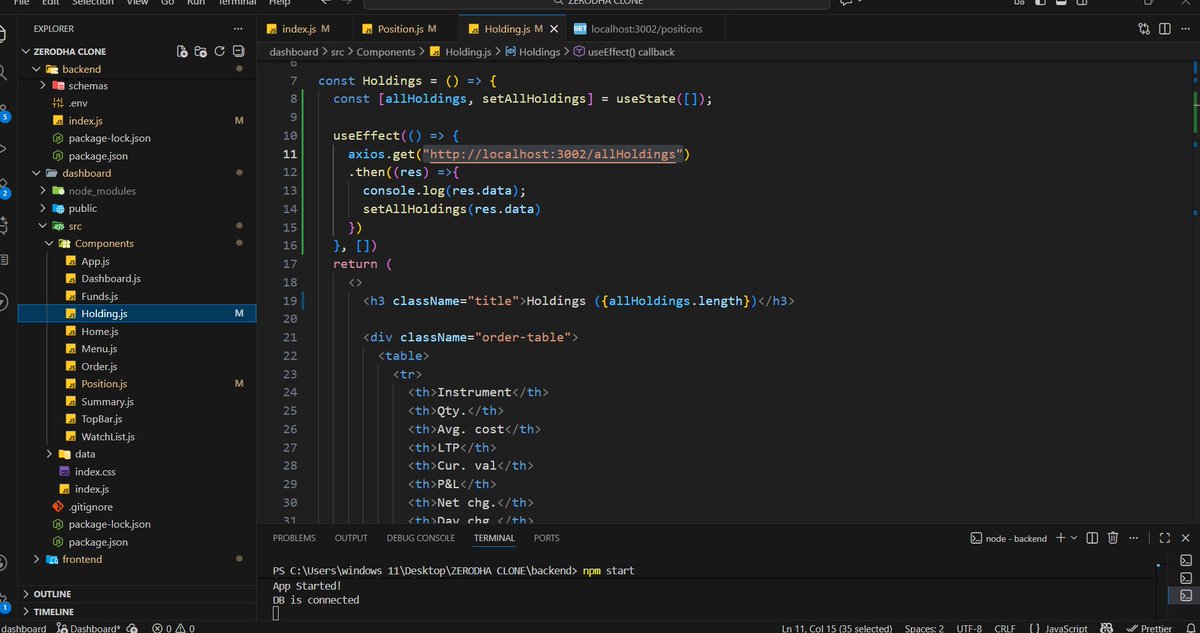 vishal813744's tweet image. Just connected my Trading Dashboard to a live MongoDB database!
Now tracking real-time positions, profit/loss, and dynamic updates across the board.
Built with MERN stack
#MERN #FullStackDev #TradingApp #MongoDB #ReactJS #NodeJS #DeveloperJourney