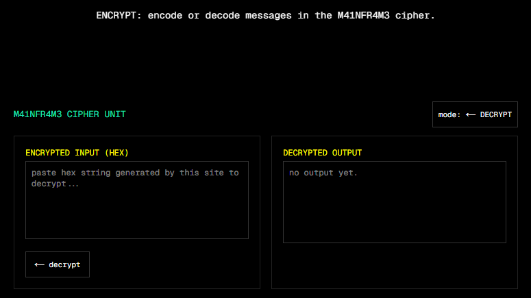 We just release our own cipher. Visit our website and try it for yourself... (Time is of the essence.) Decode this👉