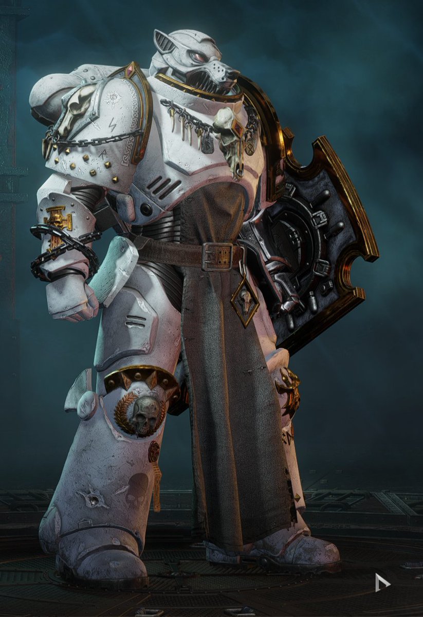 Lonewolfwow's tweet image. Me ha dado por innovar en #spacemarines2 y crearme una armadura &quot;algo&quot; unica....me gusta, me falta el escudo de los Templarios Negros pero aun he de pillar el dlc