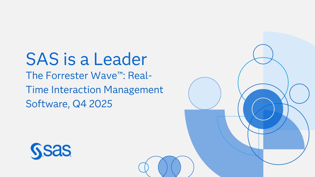 SASsoftwareNews's tweet image. According to the new Forrester Wave report, “SAS showcases its analytical expertise with a top-notch AI workbench, predictive modeling, real-time decisioning, and performance optimization.” See the details: 2.sas.com/60157isBU