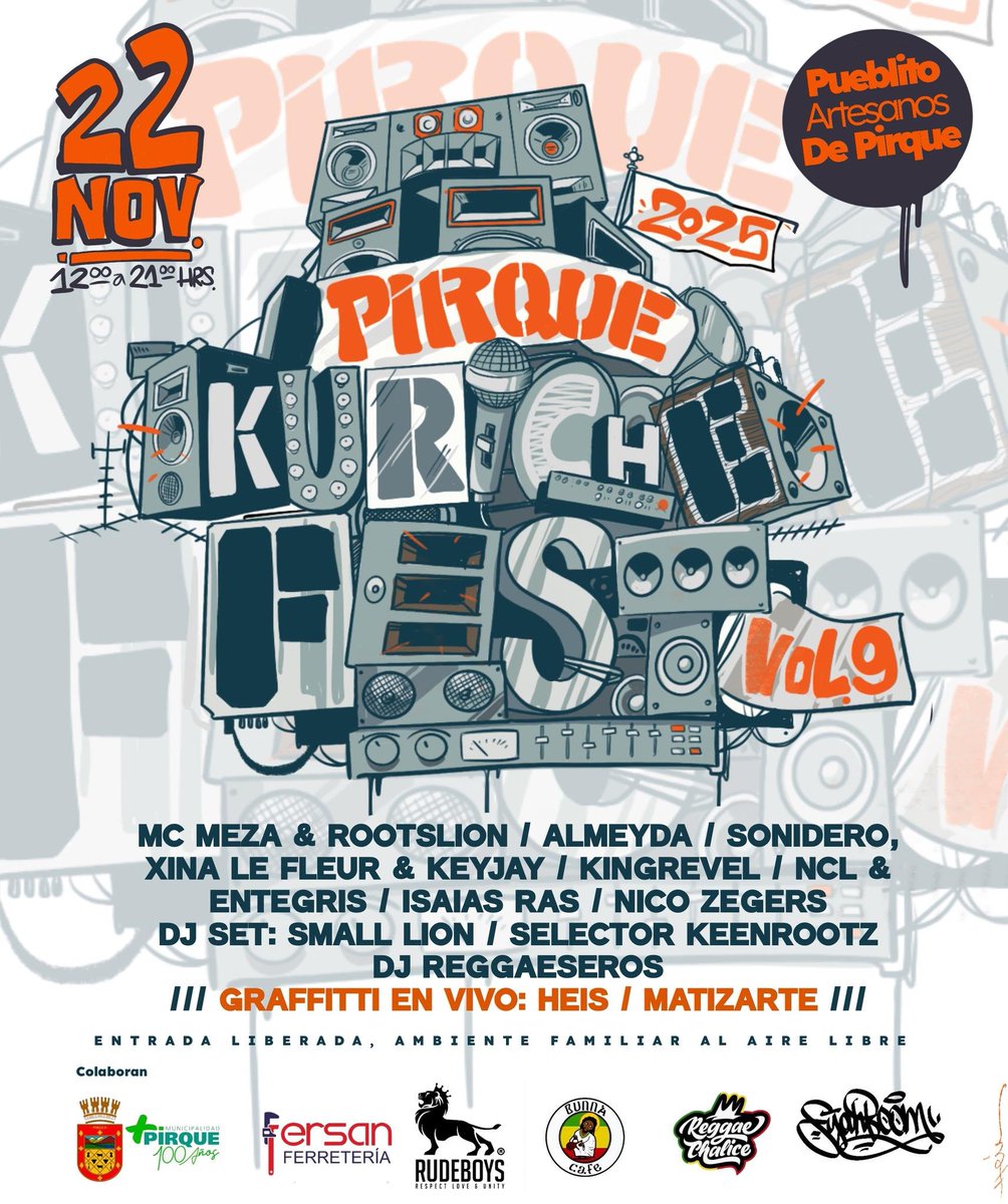 Este sábado 22 de noviembre, desde las 12:00 a 21:00 hrs, vive el Kuriche Fest 2024: un festival gratuito, familiar y lleno de música, arte y cultura.

Ven a disfrutar una jornada de creatividad y buena energía junto a artistas y vecinos. ¡Te esperamos!