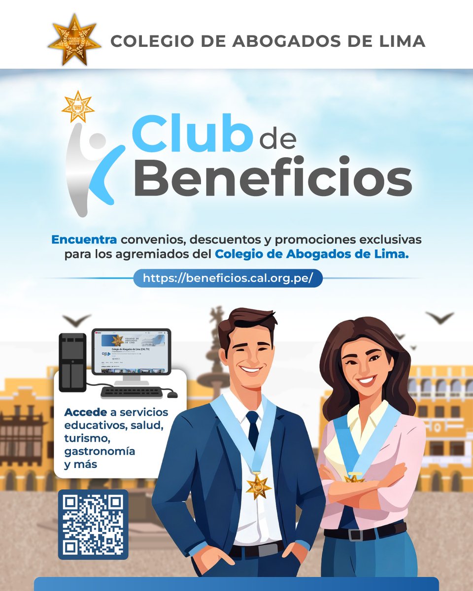 CALPERUOFICIAL's tweet image. 🎉 ¡Bienvenidos al Club de Beneficios CAL! 💙⚖️

Ser agremiado del Colegio de Abogados de Lima (CAL) te da acceso a ventajas exclusivas.

Descubre los distintos convenios, descuentos y promociones diseñados para potenciar tu vida profesional y personal.

👉 Convenios exclusivos…