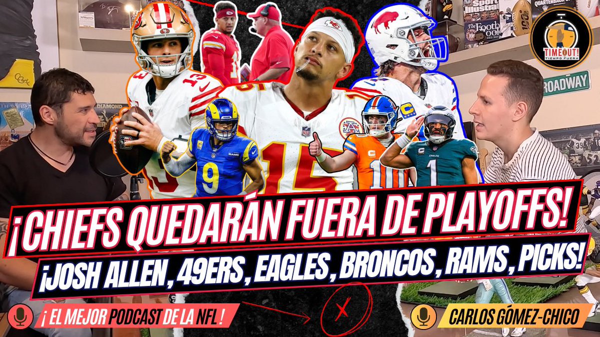cgomezchico7's tweet photo. 🚨¡CHIEFS FUERA DE PLAYOFFS! Josh Allen SUPERMAN, Brock Purdy brilla en regreso con 49ERS, EAGLES y BRONCOS Defensivas de Campeonato. RAMS el mejor de la NFL.🏈

#ChiefsKingdom #BillsMafia #FTTB #FlyEaglesFly #BroncosCountry #NFL #NFLPicks 

👉https://t.co/6L9z8nCUw2 vía @YouTube https://t.co/eljmzIjE2c