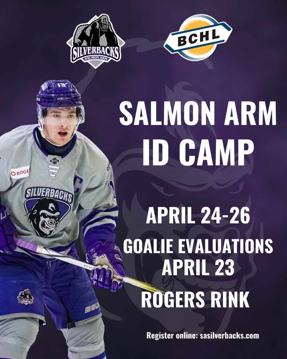 SASilverbacks's tweet image. The Salmon Arm ID Camp is back for 2026! 🦍

Registration is now open for the camp at Rogers Rink running from April 24-26!

There will also be a goalie evaluation on April 23!

For more information and to register, click the link below.

sasilverbacks.com/id-camp/2026-i…