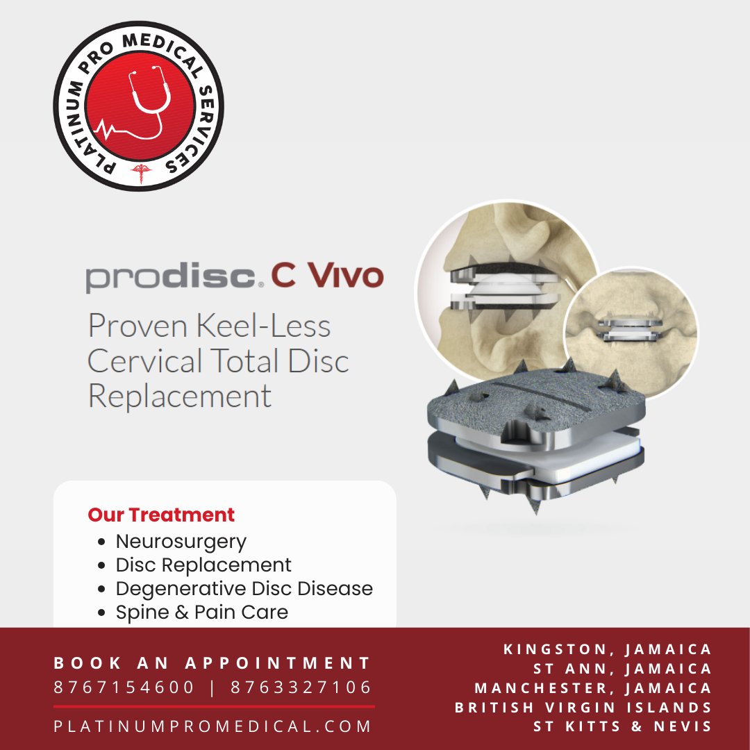 platinumpromed's tweet image. The Prodisc C Vivo is an FDA-approved cervical disc replacement for 1- &amp;amp; 2-level procedures, designed to restore natural motion and relieve neck pain. Backed by 35+ years of proven success.

Learn more: platinumpromedical.com

#CervicalDiscReplacement #MotionPreservation