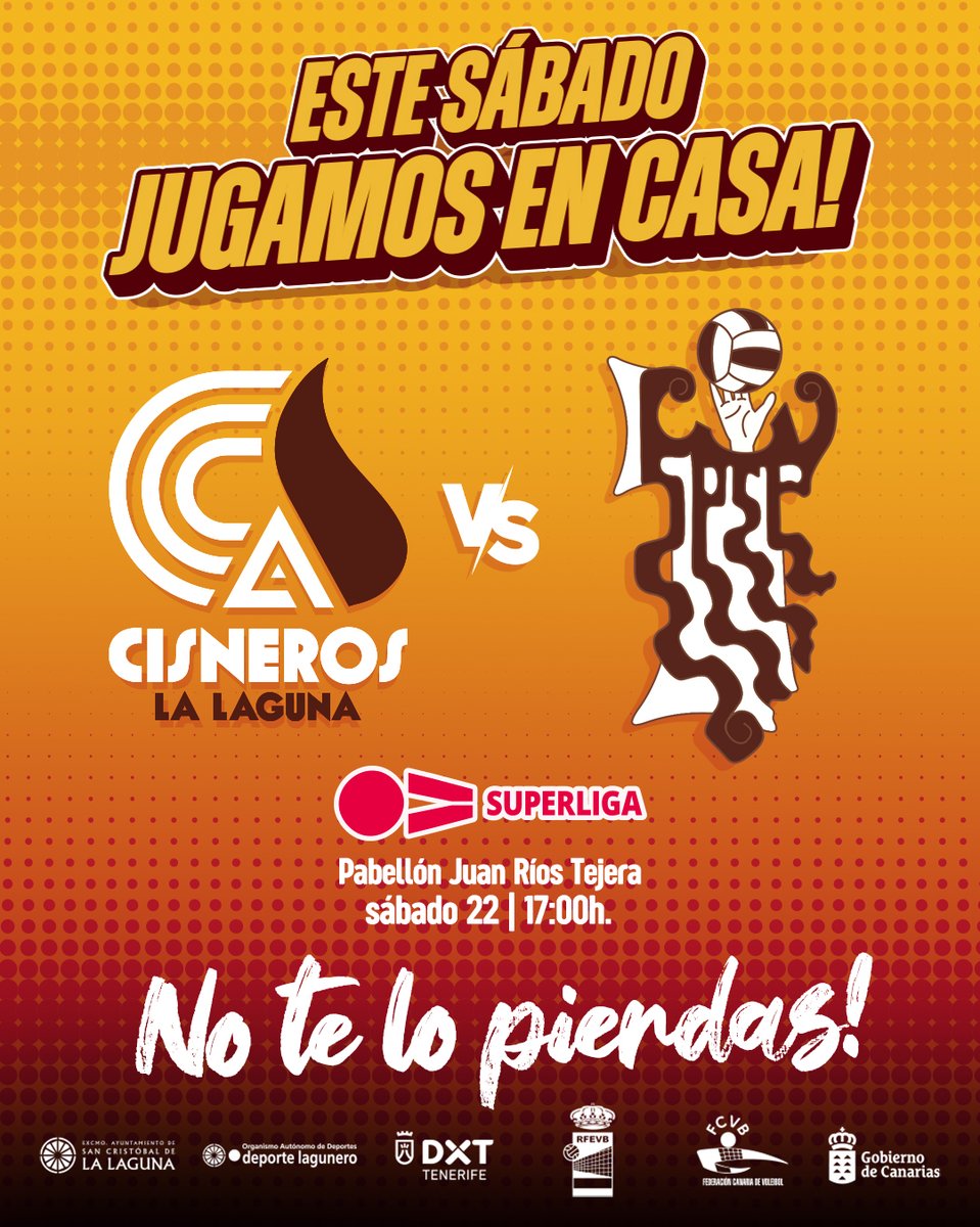 😱 ¡¿𝐓𝐞 𝐯𝐚𝐬 𝐚 𝐩𝐞𝐫𝐝𝐞𝐫 𝐞𝐬𝐭𝐞 𝐩𝐚𝐫𝐭𝐢𝐝𝐨?!...¡¡Seguro que no!! 😜

📢 Necesitamos tu aliento para conseguir la primera victoria en casa 🙌

📅 Este sábado a las 17:00 horas contra <a href="/cvspsp_/">Club Voleibol Sant Pere i Sant Pau</a>

#TENERIFEDespiertaEmociones
#ActivaTuVida
#DXTenerife
#deportelagunero