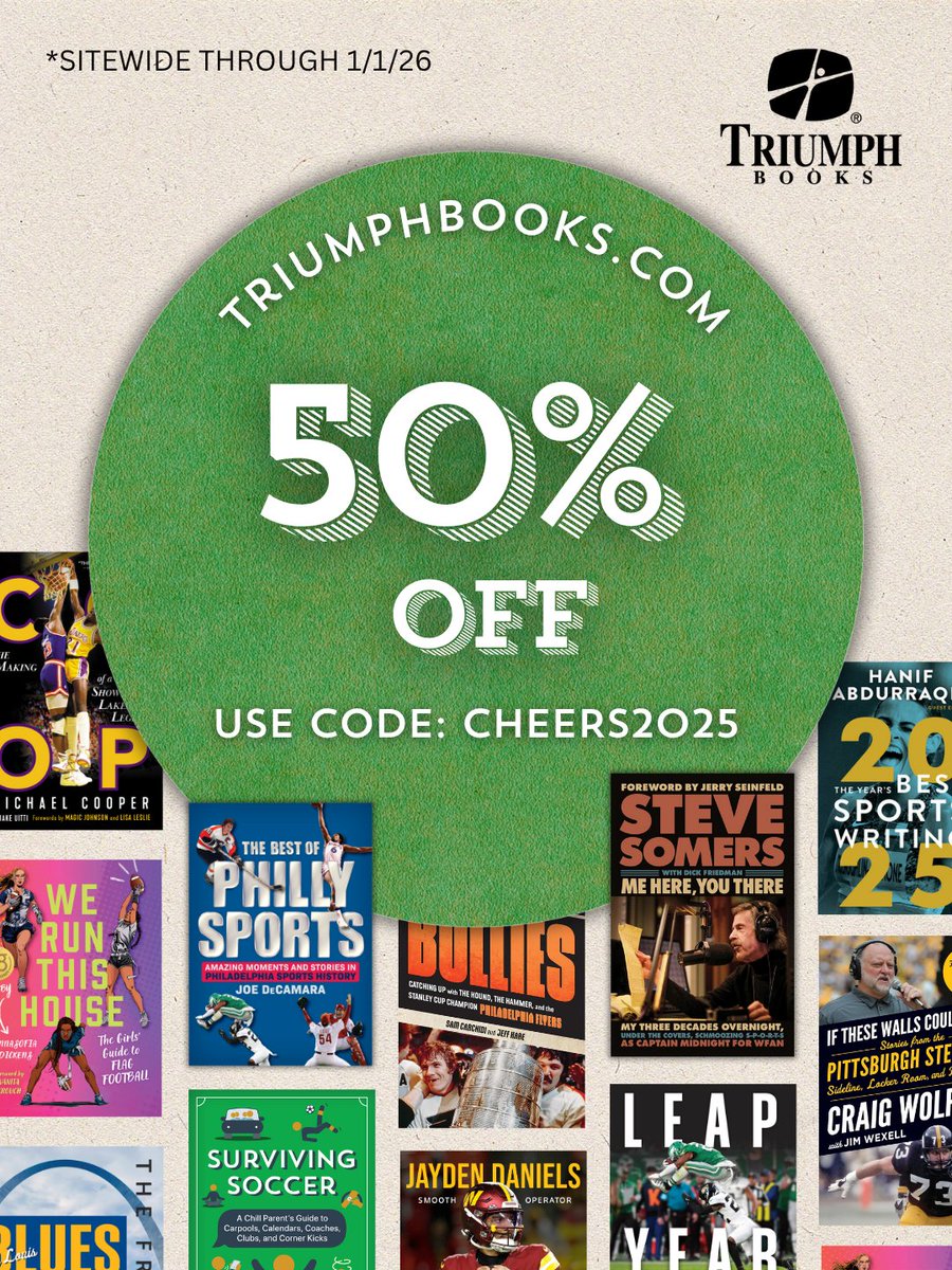 TriumphBooks's tweet photo. Get 50% off EVERYTHING at https://t.co/VEYzcWfiTV with code CHEERS2025 at checkout!
This year has been hard enough; let's make holiday shopping more manageable. Plus, stay tuned for our gift guide recs... https://t.co/KUCHJHNvfO