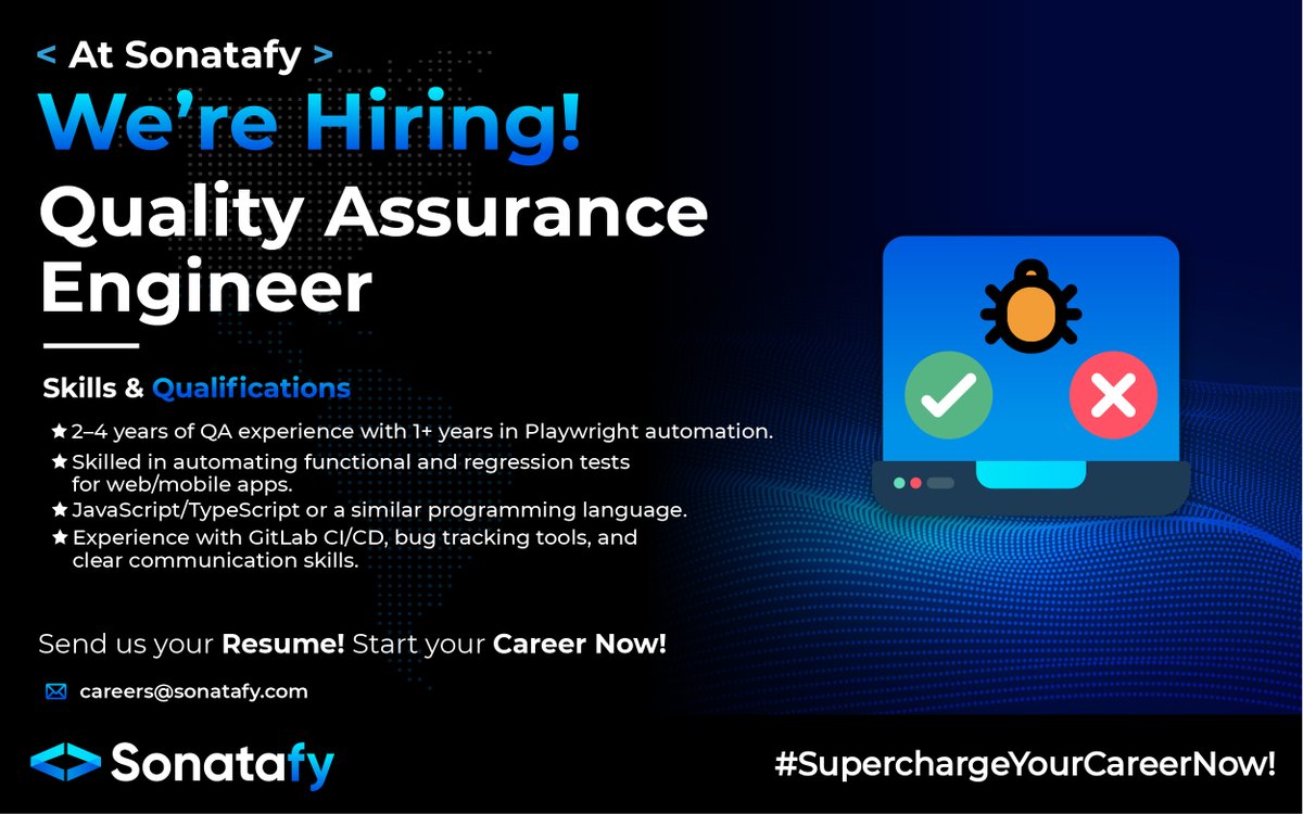 SonatafyM's tweet image. 🖥️ We are looking for a Front End Developer, a JavaScript Developer, and a QA Engineer from Latin America to join our team. 🙌

Check our open positions in the comments below and apply!

#FrontEnd #Backend #JavaScript #Typescript #NodeJs #MongoDB #QA #Hiring #SoftwareDevelopment