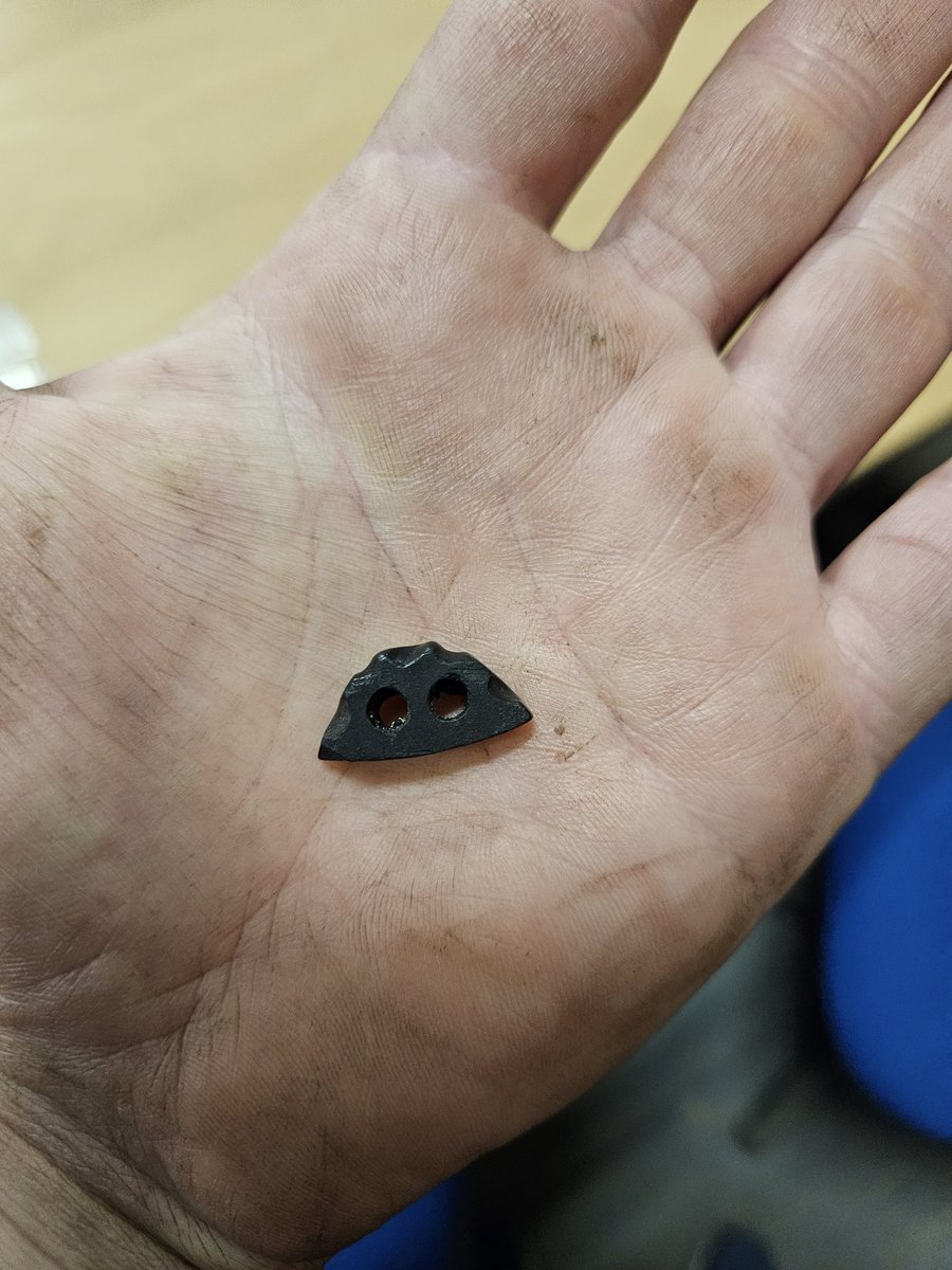 So on my day off today, I've been sifting through the backfill from the Roman drains at the Carlisle Roman Bathhouse. Looking for things that were dropped all that time ago.

As a group we recovered 8 beads, a jet ring, and another intaglio showing the god Bacchus holding grapes!