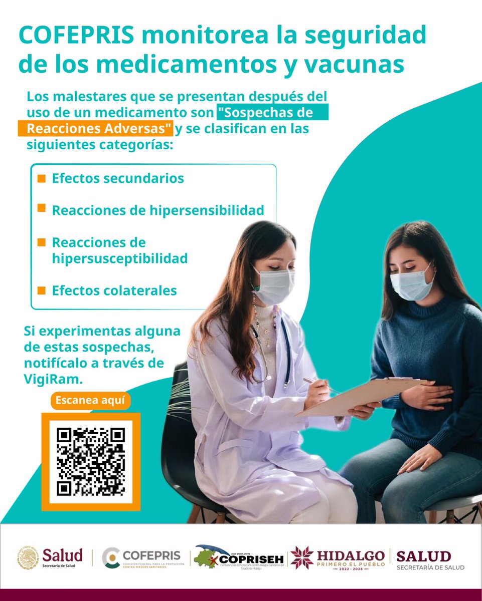 coprisehgo's tweet image. ¿Presentaste malestares después del uso de un medicamento?
Consulta a tu médico para saber si debes suspenderlo o cambiar de tratamiento. Además, notifica en #VigiRam👉 bit.ly/4dF2bCb
#PrimeroElPueblo  #PrimeroTuSalud