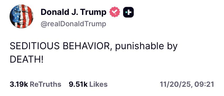 TheQNewsPatriot's tweet image. So …

Members of the US Congress now openly urging US military service-members to preemptively mutiny against Orders of their Commanding Officers … causing the sitting Commander-in-Chief to respond to such calls publicly in this fashion (below) … … but “nothing’s happening”?…