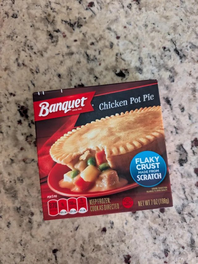 Introduce me to a soul who can eat just one of these #BANQUET chicken pot pies and not crave another!  At that moment, I will have also met a liar!  #banquetmeals
